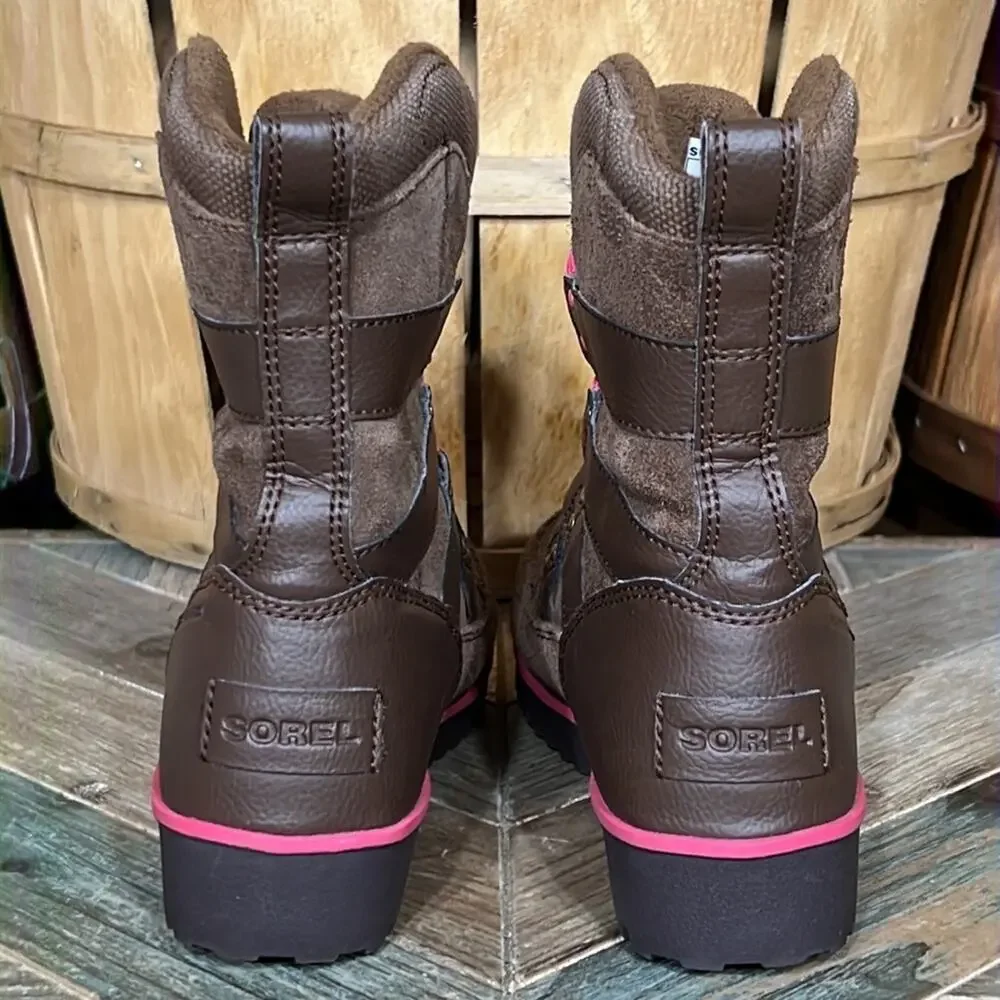 Sorel Meadow Lace Brown Suede Waterproof Insulated Snow Boots Girls Size 3